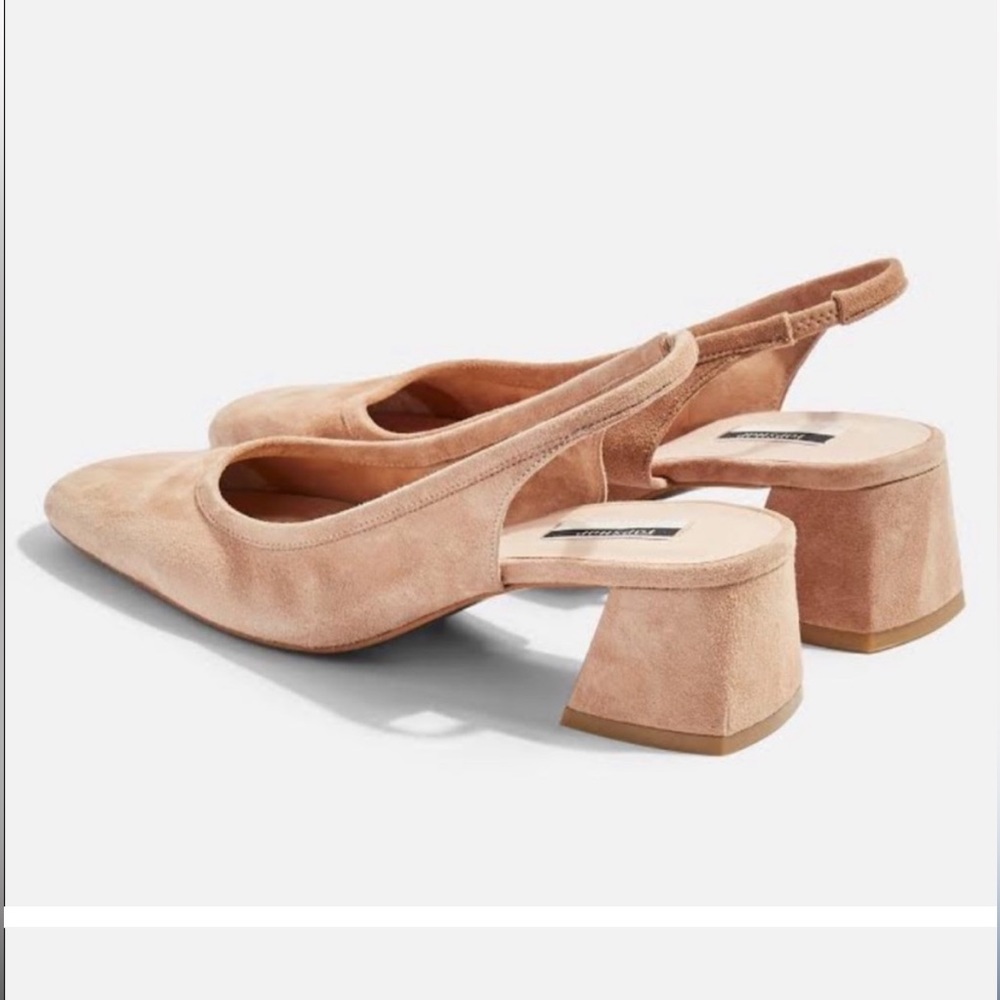 Topshop Shoes- Square Toe Suede Heels